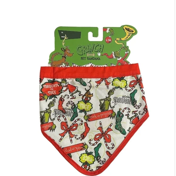 Dr Seuss The Grinch Dog Pet Bandana L/xl Nwt - Picture 2 of 7
